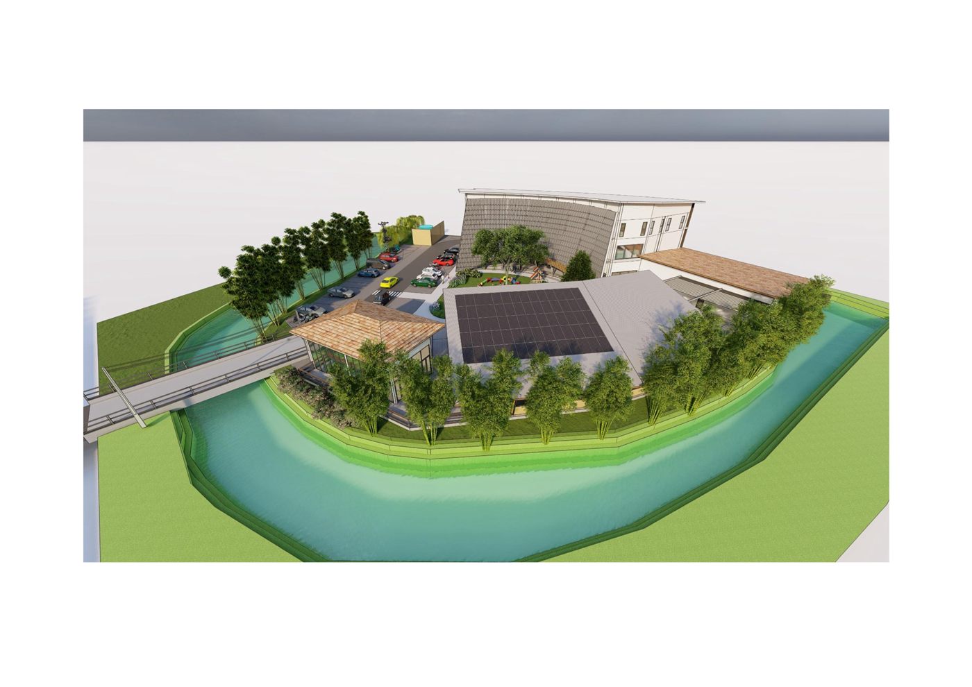 3D aerial rendering of the site