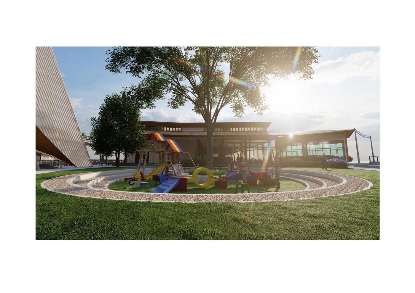 Garden and family play area architectural rendering